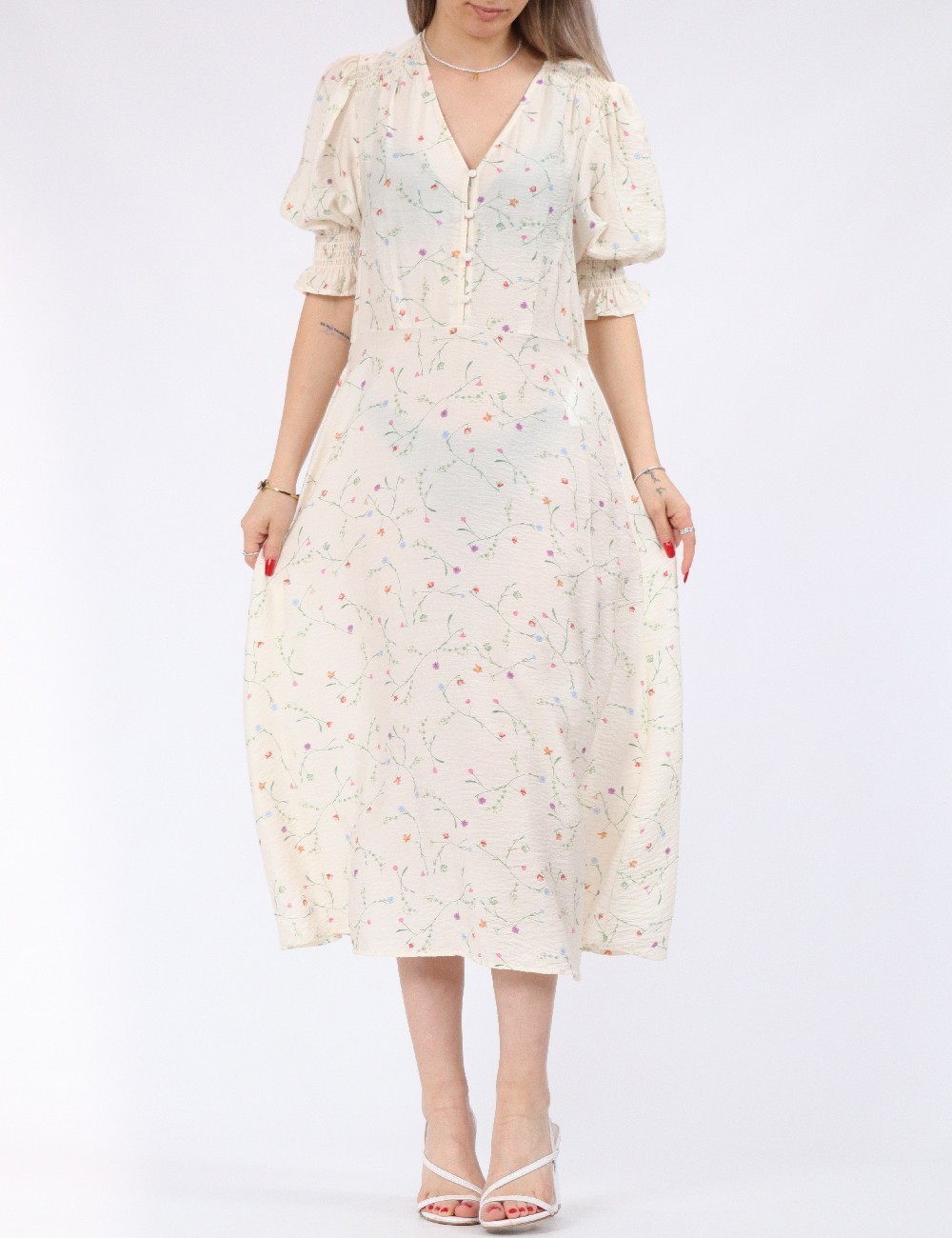 Rochie medie Vero Moda, crem - 1 | YEO
