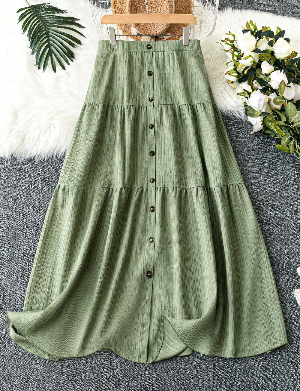Fusta SHEIN CURVE, verde