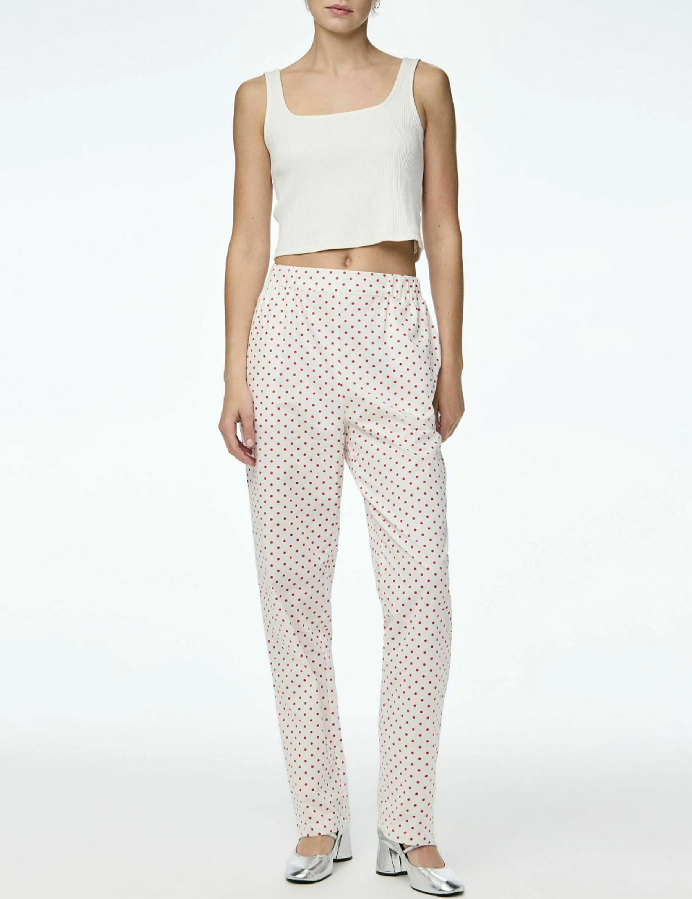 Pantaloni Pieces, alb