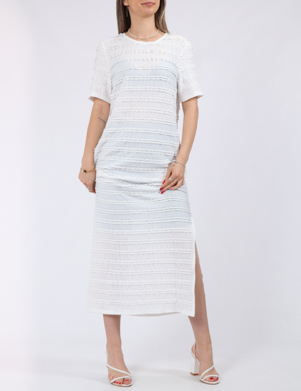 Rochie lunga Pieces, alb