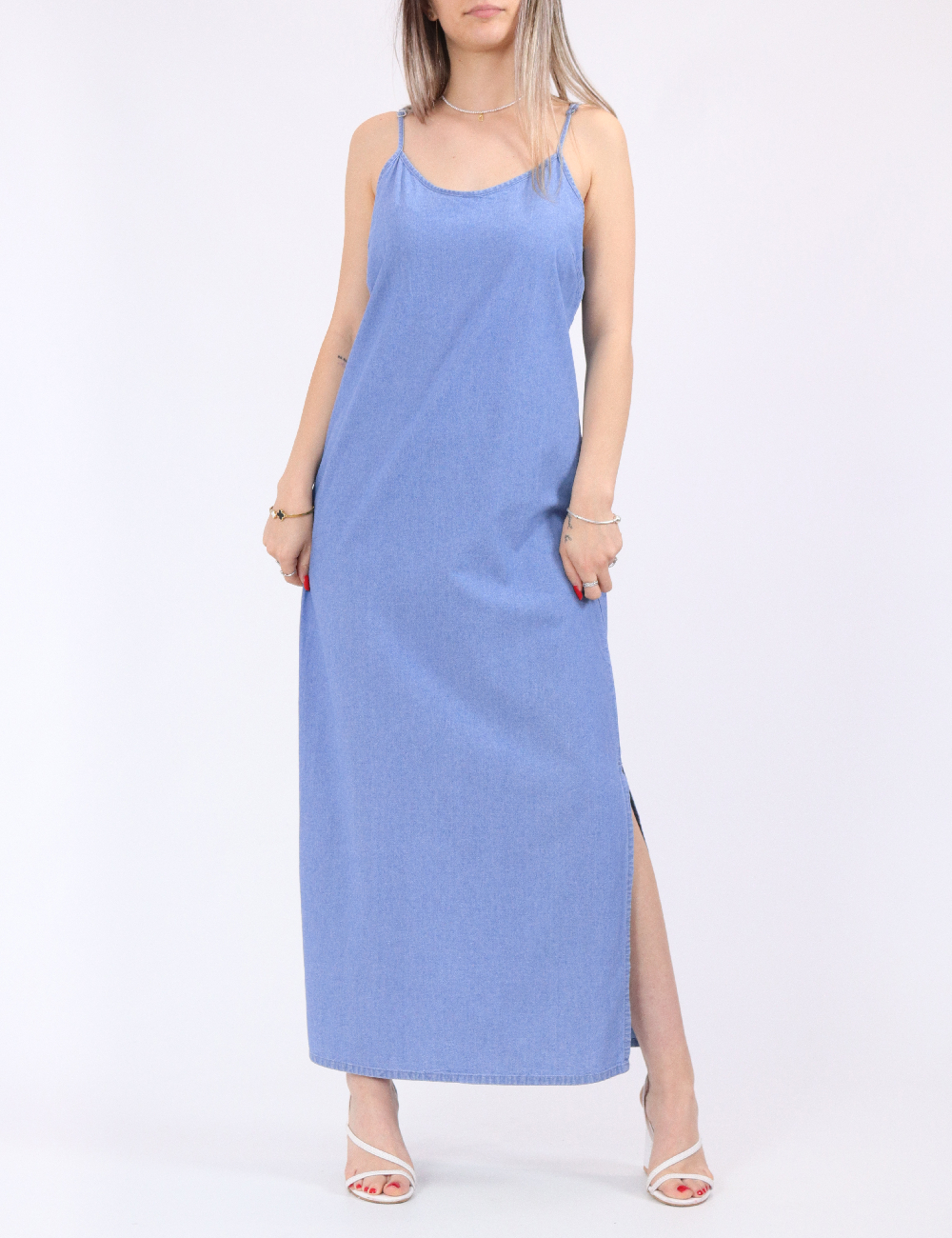 Rochie lunga Pieces, albastru