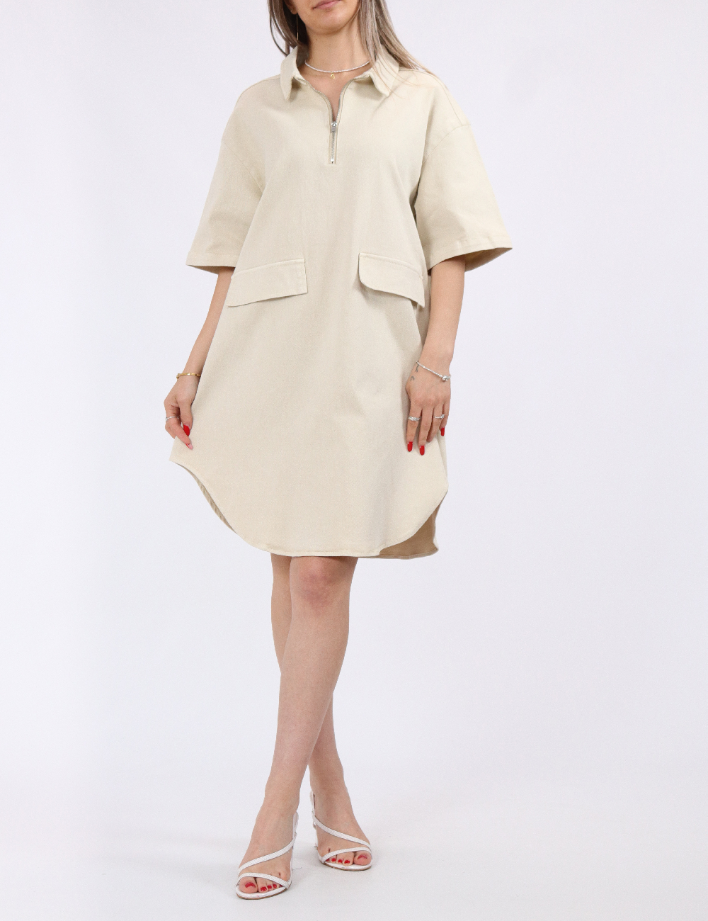 Rochie scurta Pieces, bej