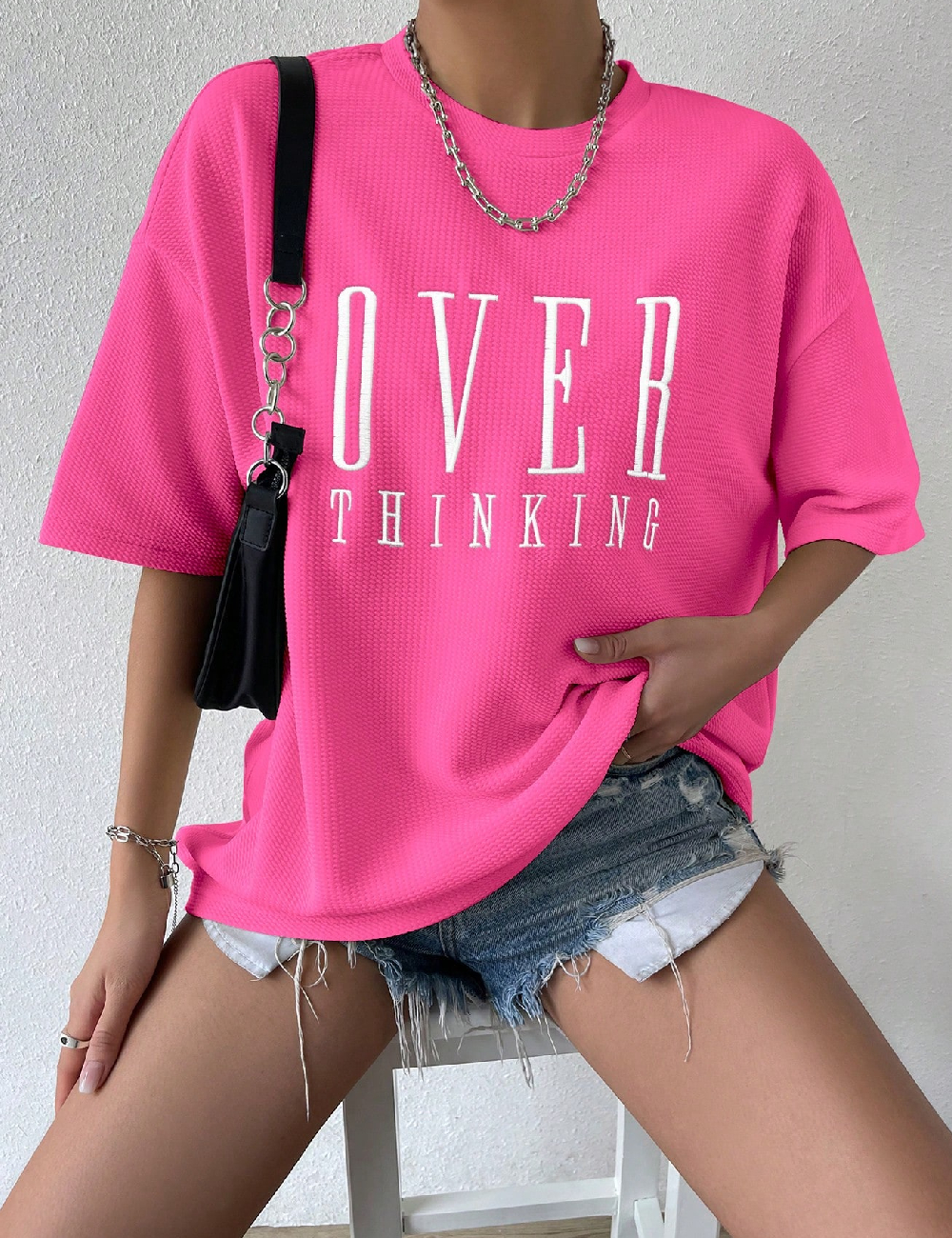Tricou Oversize SHEIN, roz