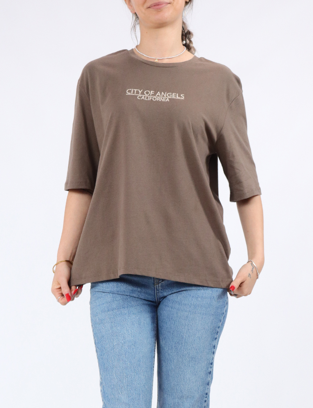 Tricou Pieces, maro