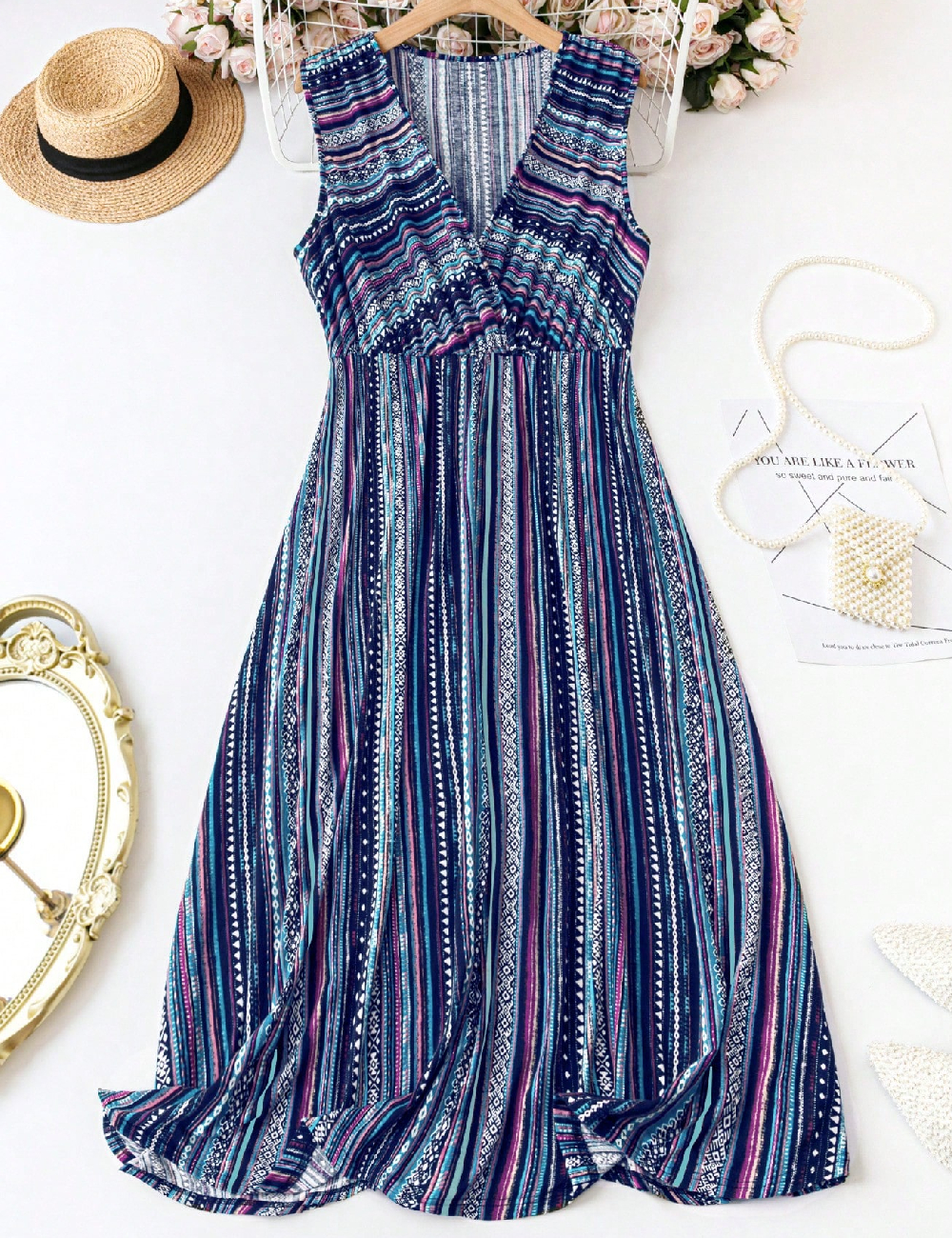 Rochie medie SHEIN CURVE, albastru