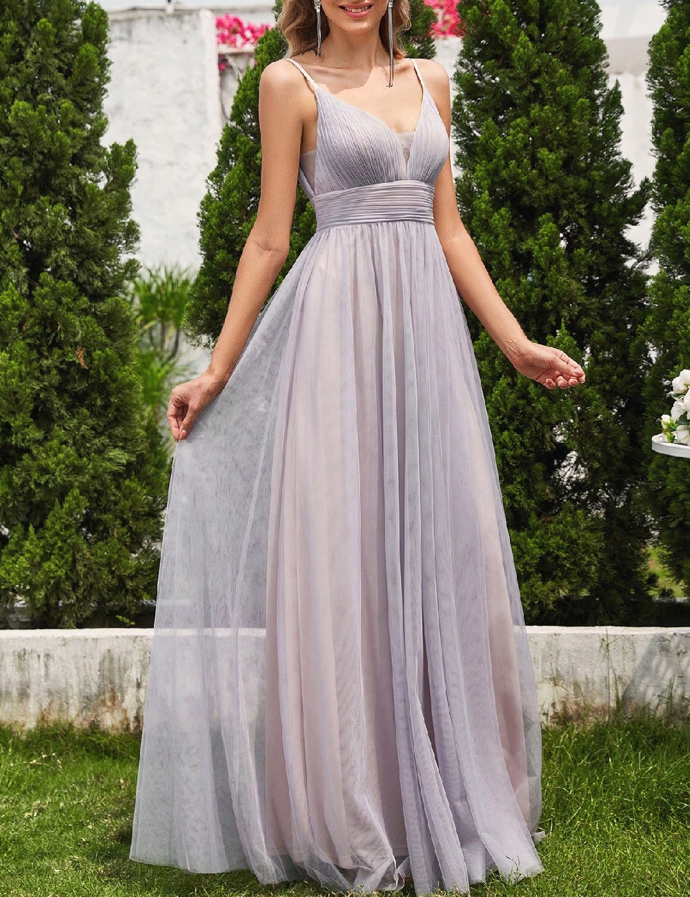 Rochie lunga Ever-Pretty, gri - 1 | YEO