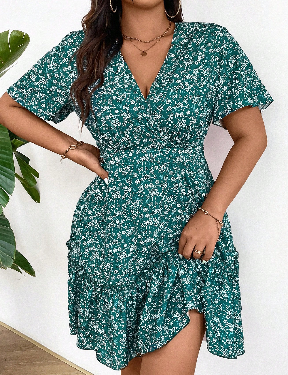 Rochie scurta SHEIN CURVE, verde