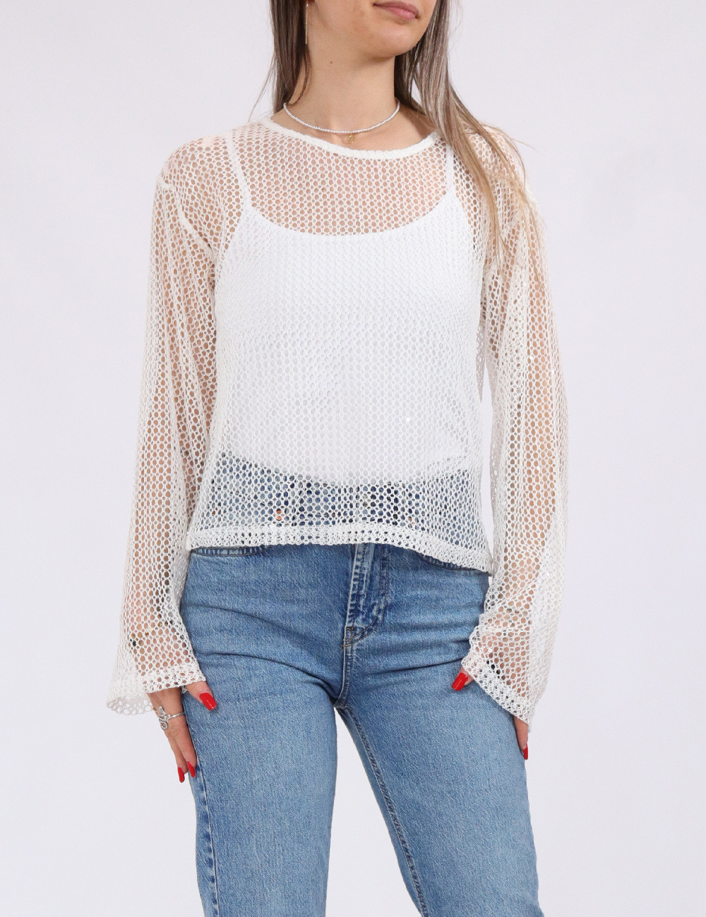 Bluza Pieces, alb - 1 | YEO