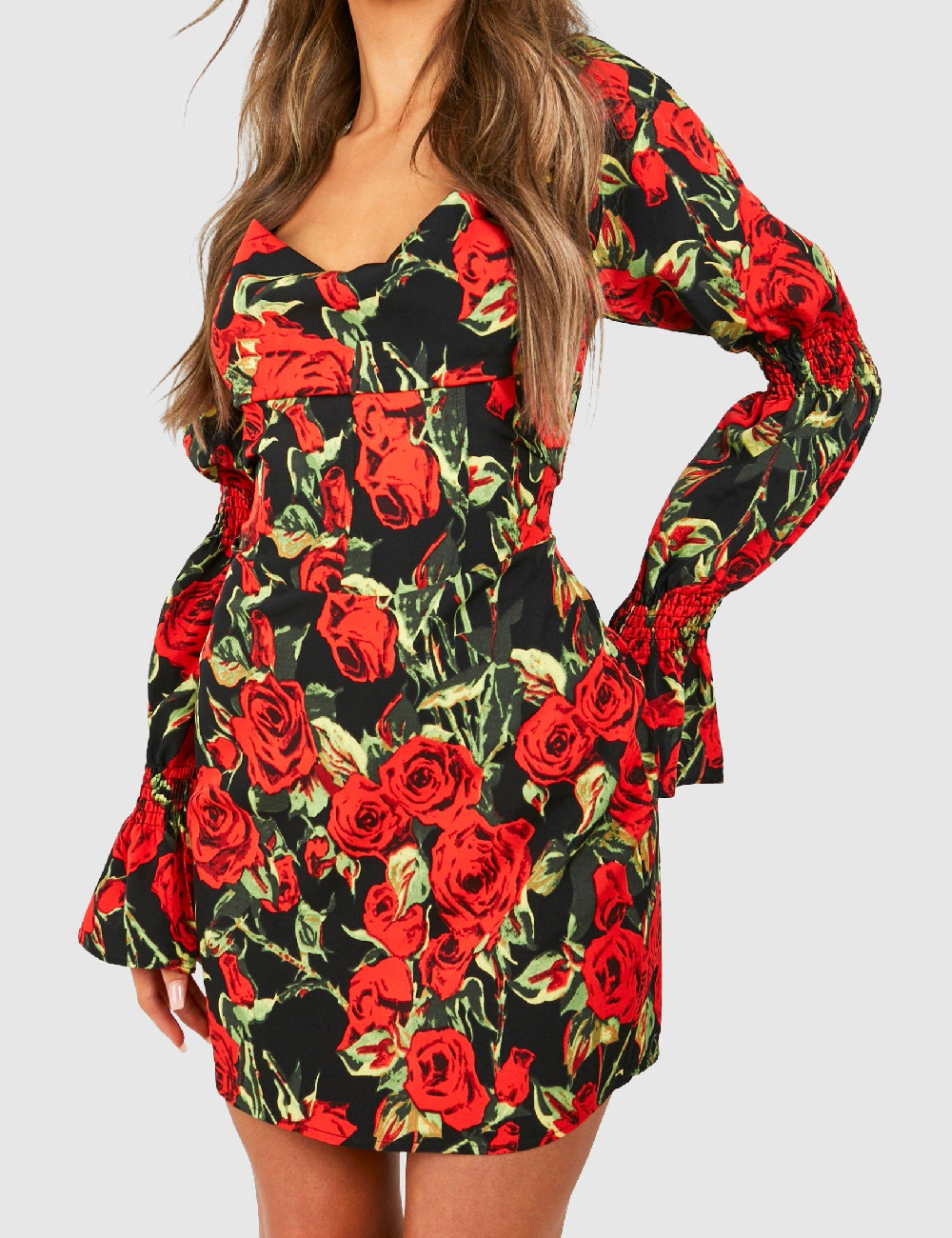 Rochie scurta Boohoo, floral print