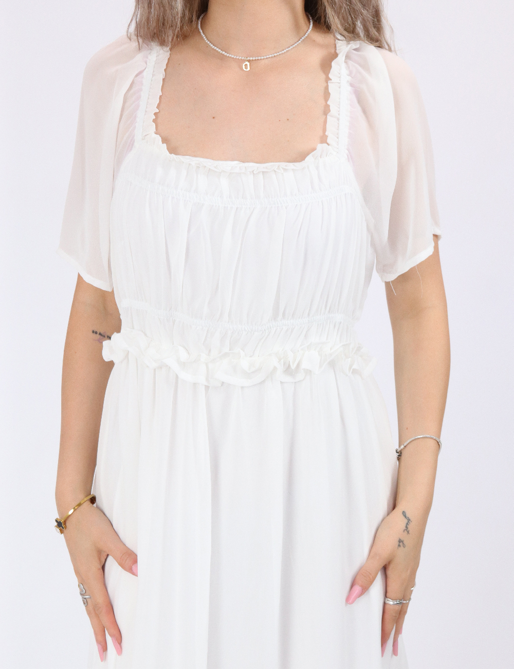 Rochie lunga Vila, alb - 1 | YEO