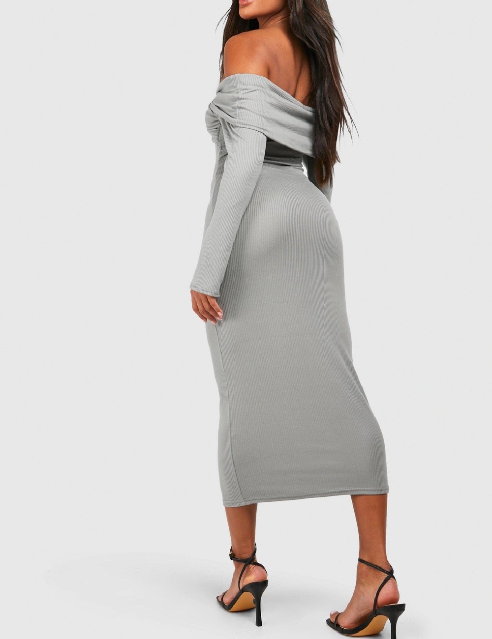 Rochie medie Boohoo, gri - 1 | YEO