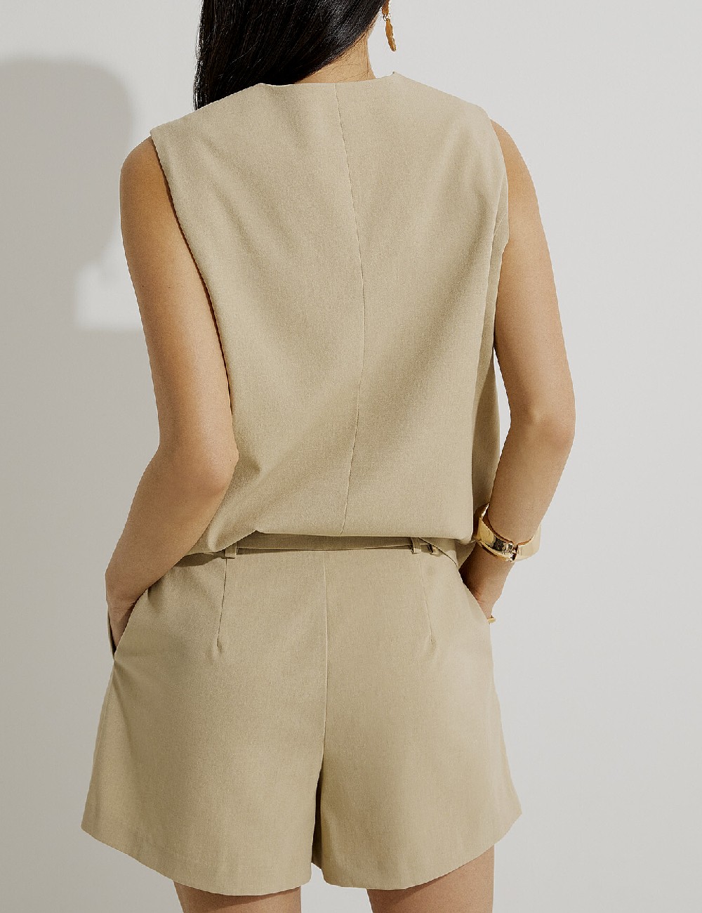 Pantaloni scurti Vero Moda, bej - 1 | YEO