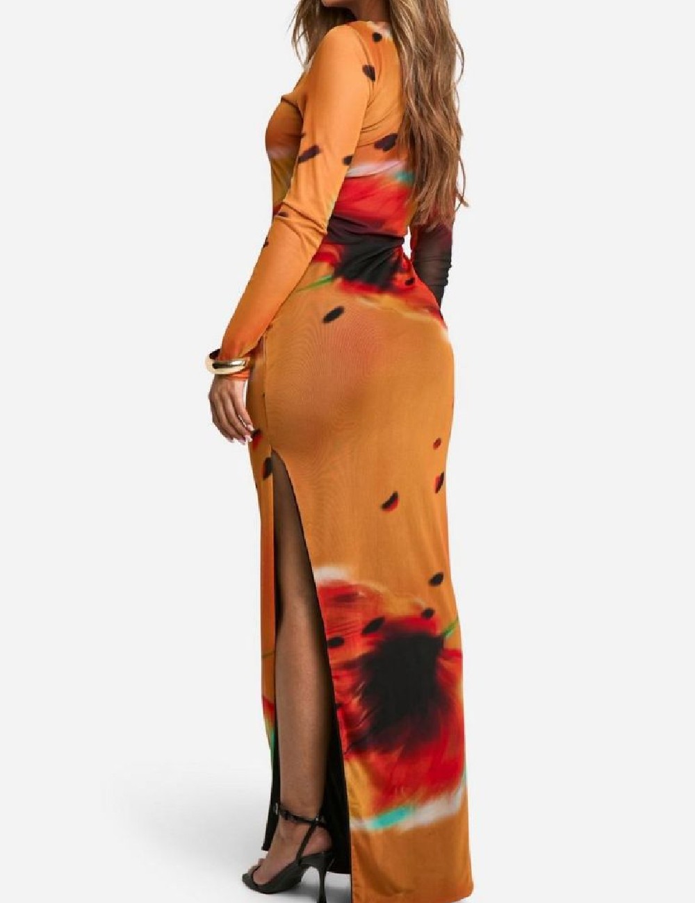 Rochie lunga Boohoo, portocaliu - 1 | YEO