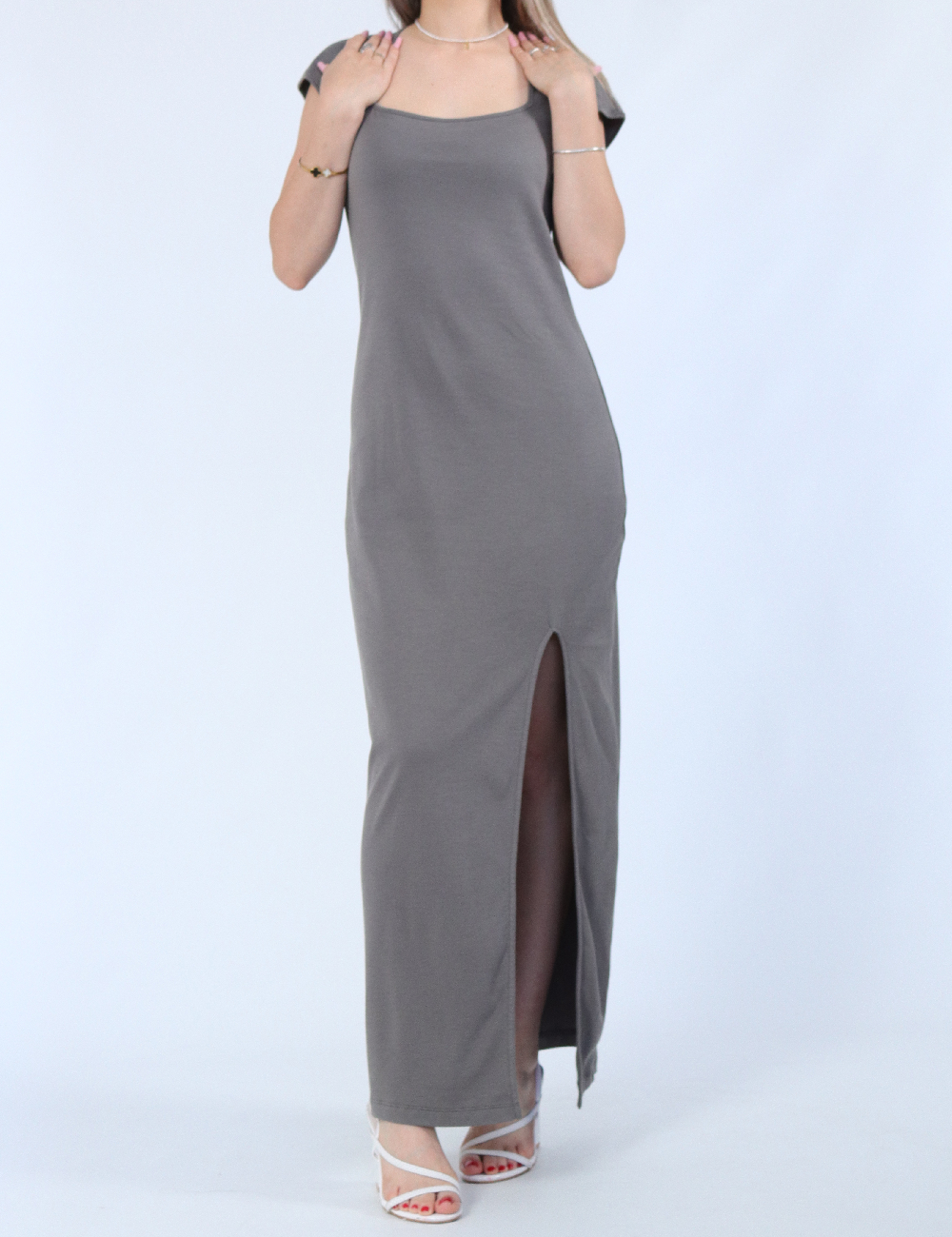 Rochie lunga Noisy May, gri - 1 | YEO