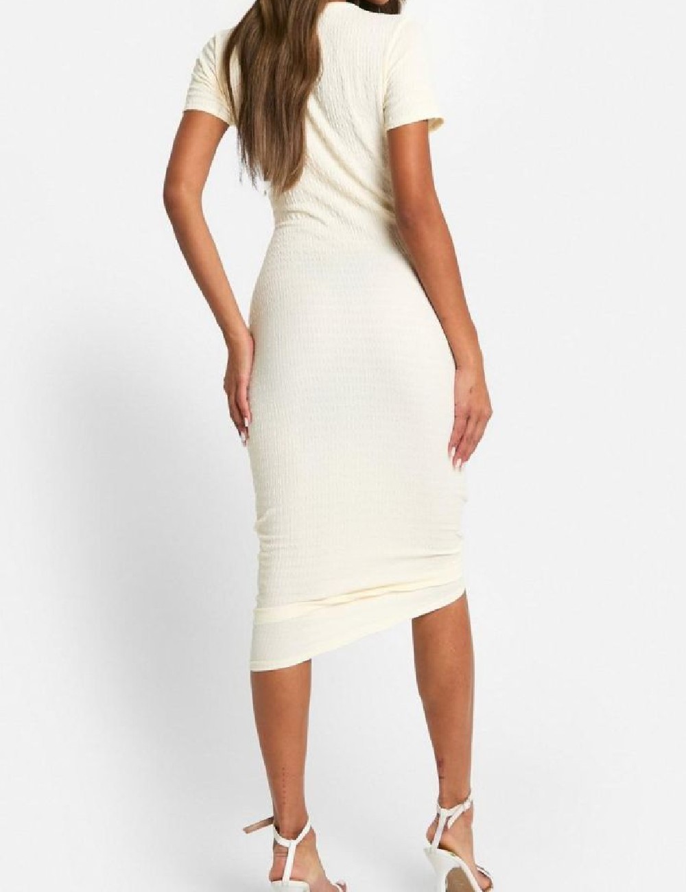 Rochie medie Boohoo, crem - 1 | YEO