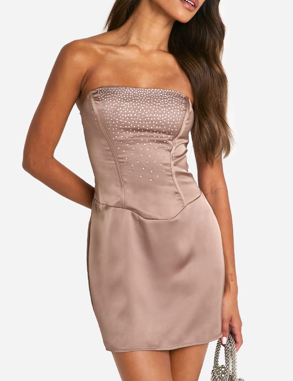 Rochie scurta Boohoo, maro - 1 | YEO