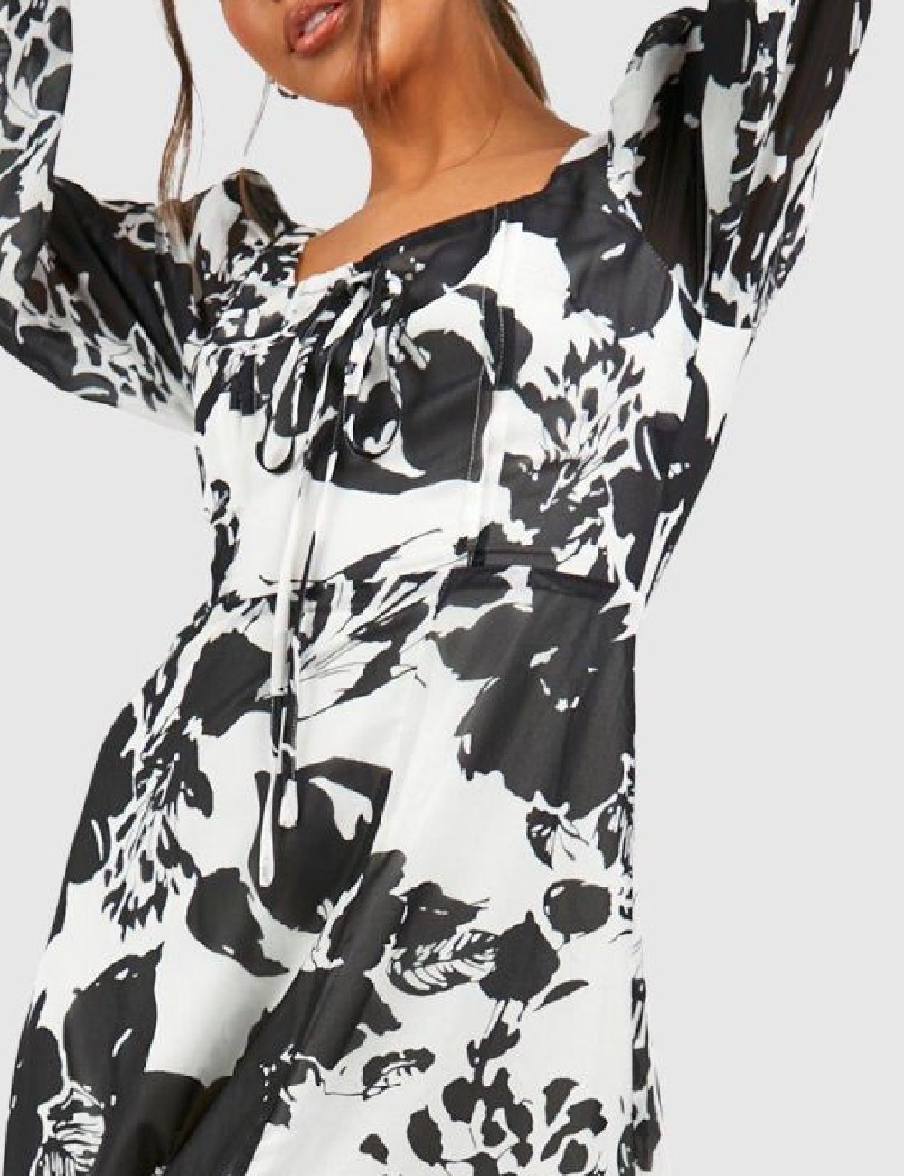 Rochie medie Boohoo, alb/negru - 1 | YEO