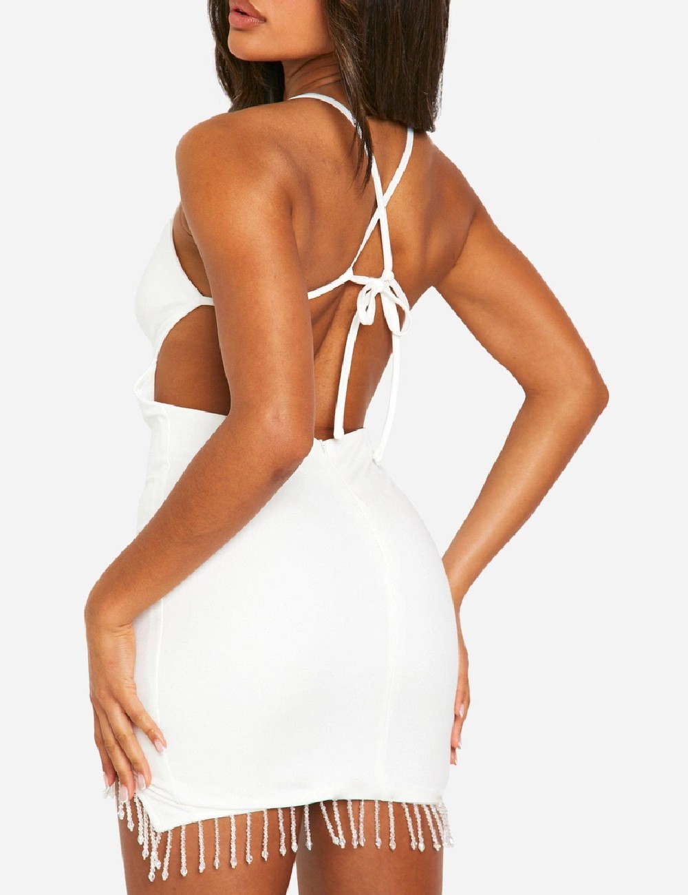Rochie scurta Boohoo, alb - 1 | YEO
