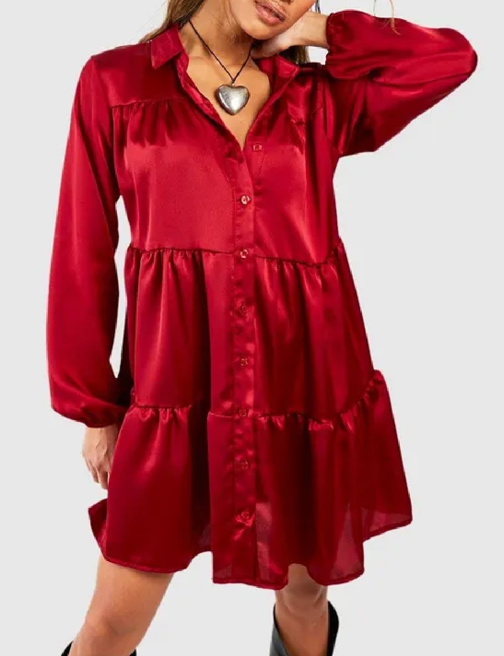 Rochie scurta Boohoo, rosu - 1 | YEO