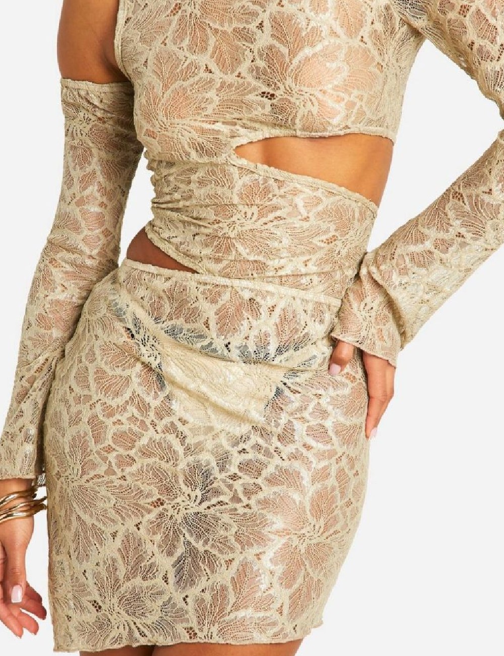 Rochie scurta Boohoo, bej - 1 | YEO