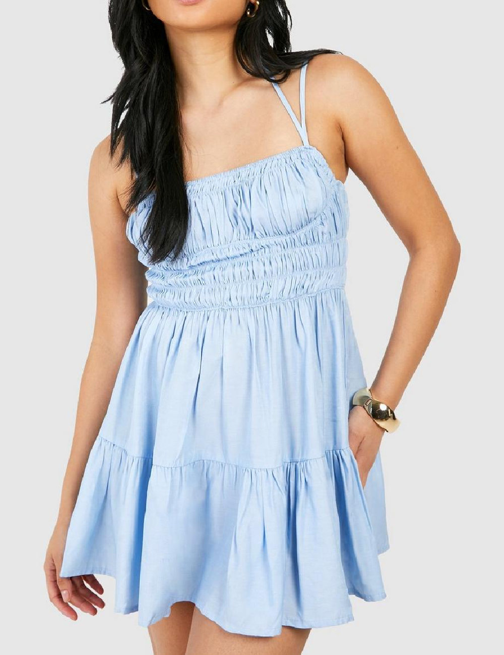 Rochie scurta Boohoo, albastru - 1 | YEO
