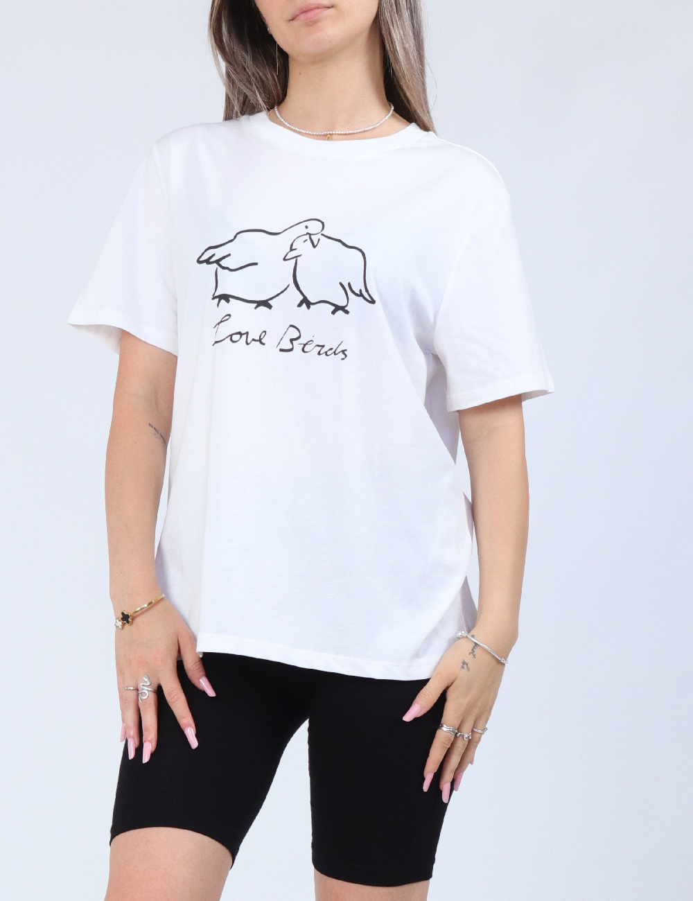 Tricou Pieces, alb