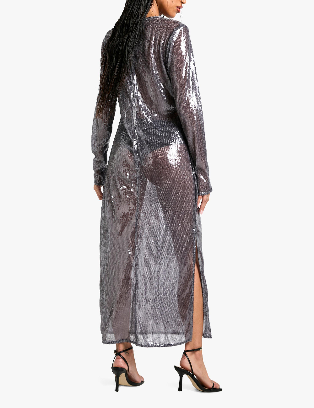 Rochie lunga Boohoo, gri - 1 | YEO