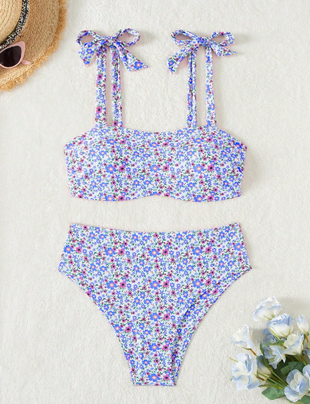 Costum de baie SHEIN CURVE, floral print