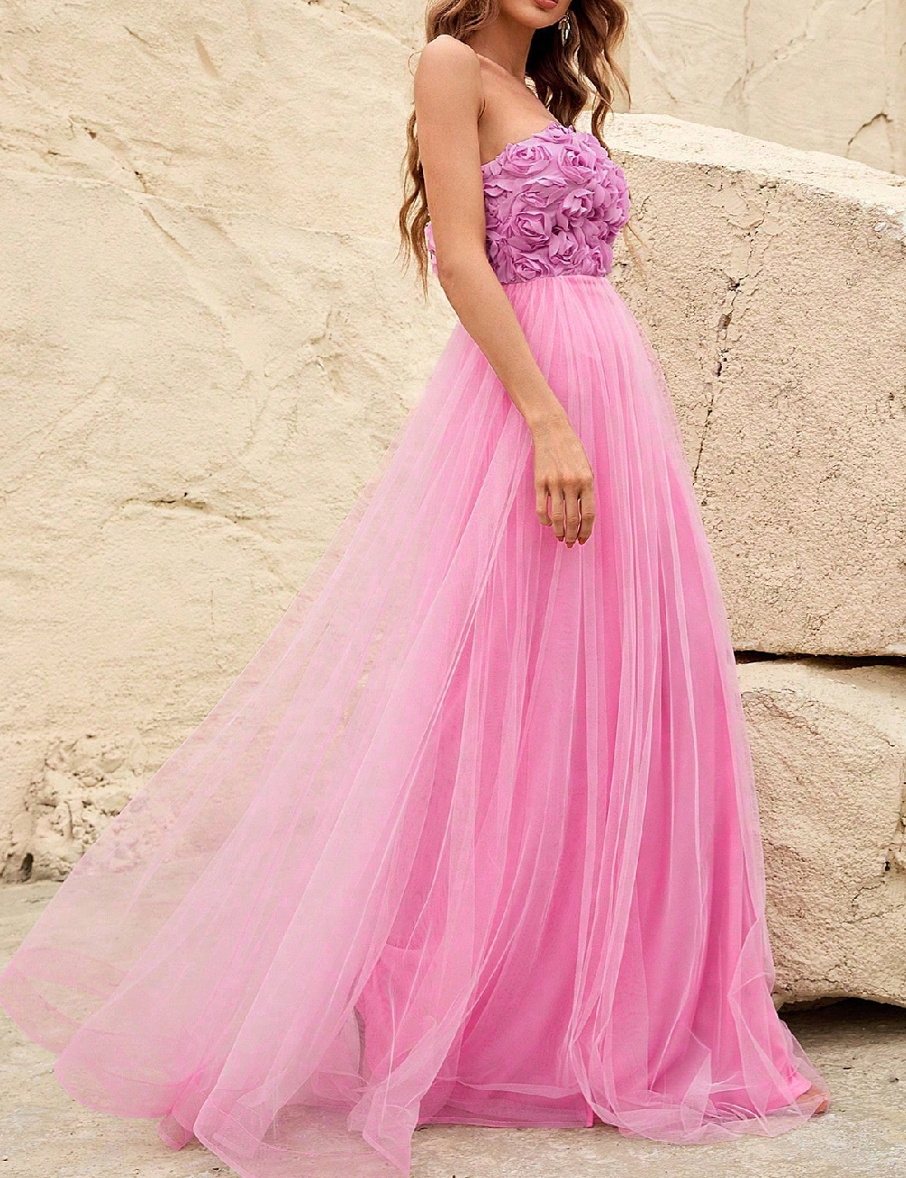 Rochie lunga Faeriesty, roz - 1 | YEO