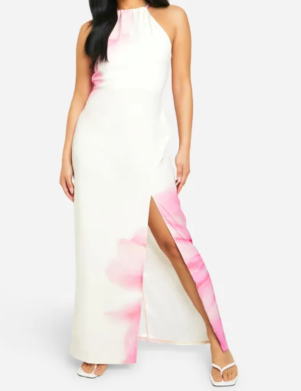 Rochie lunga Boohoo, crem/roz - 1 | YEO