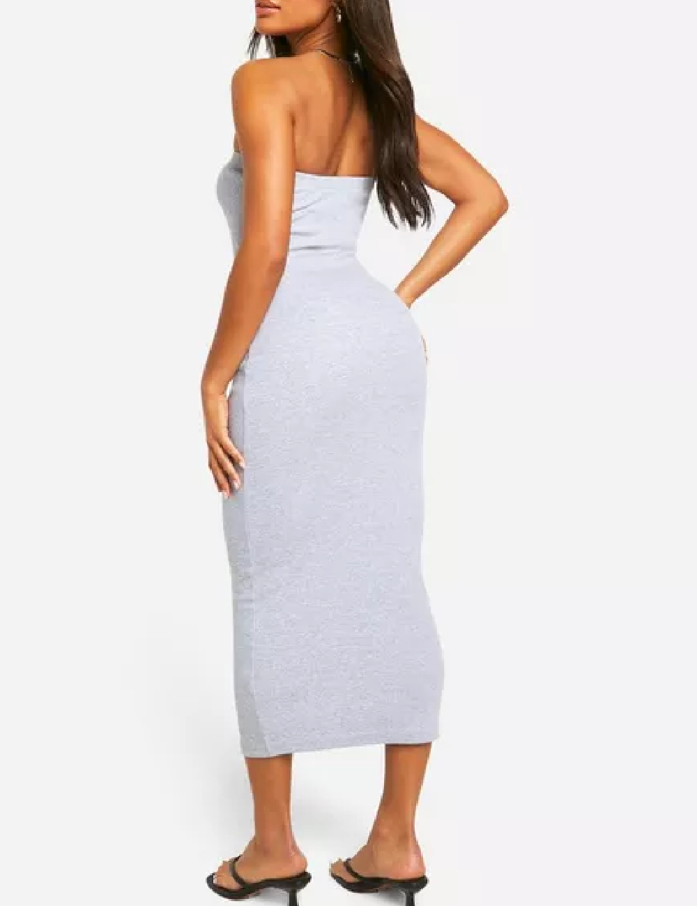 Rochie medie Boohoo, gri - 1 | YEO