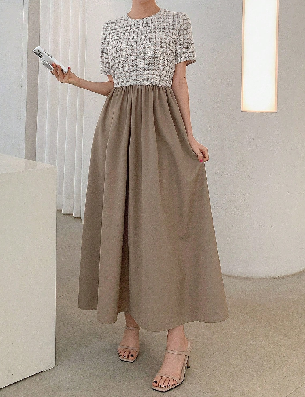 Rochie lunga Dazy, kaki