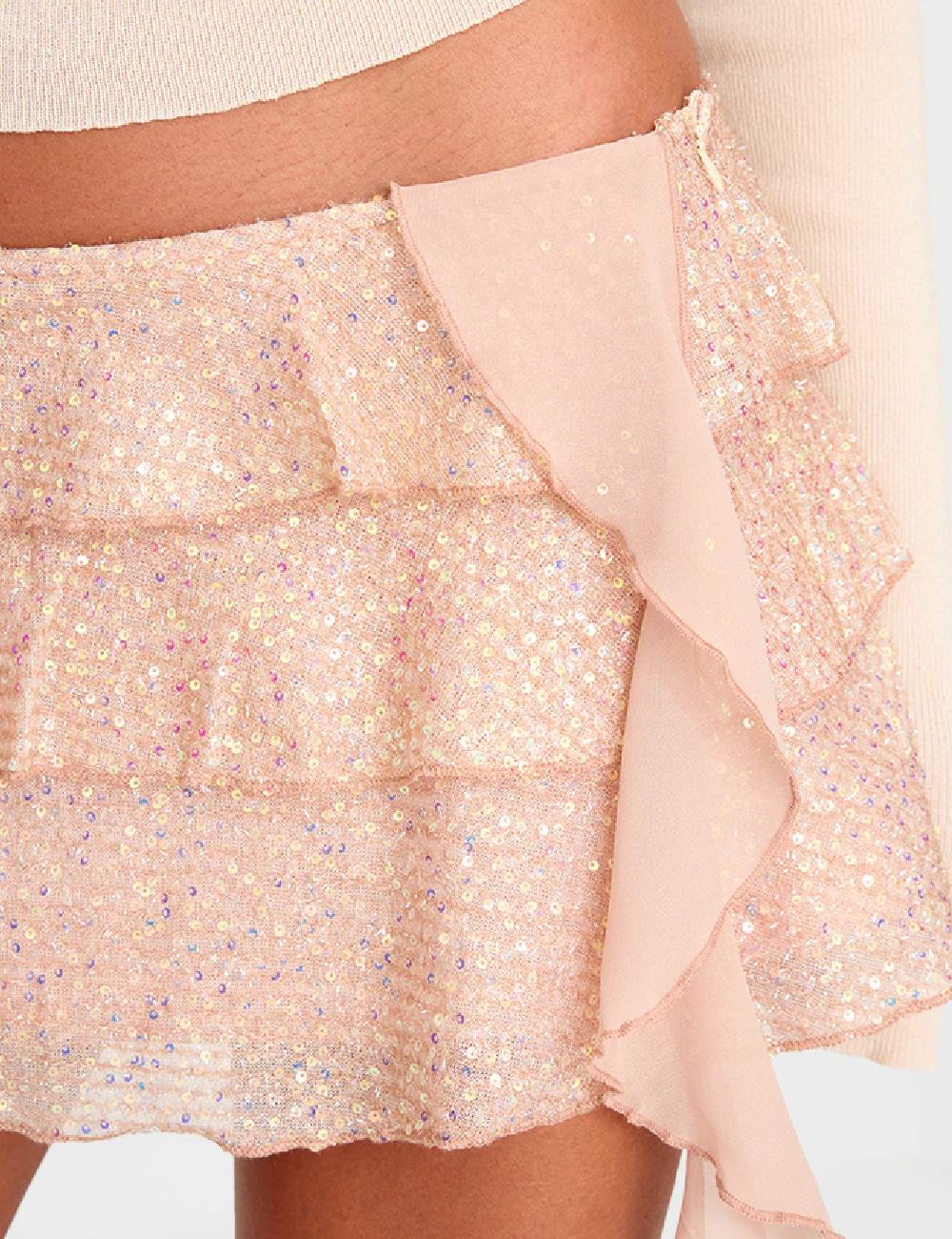 Fusta PRETTYLITTLETHING, crem - 1 | YEO
