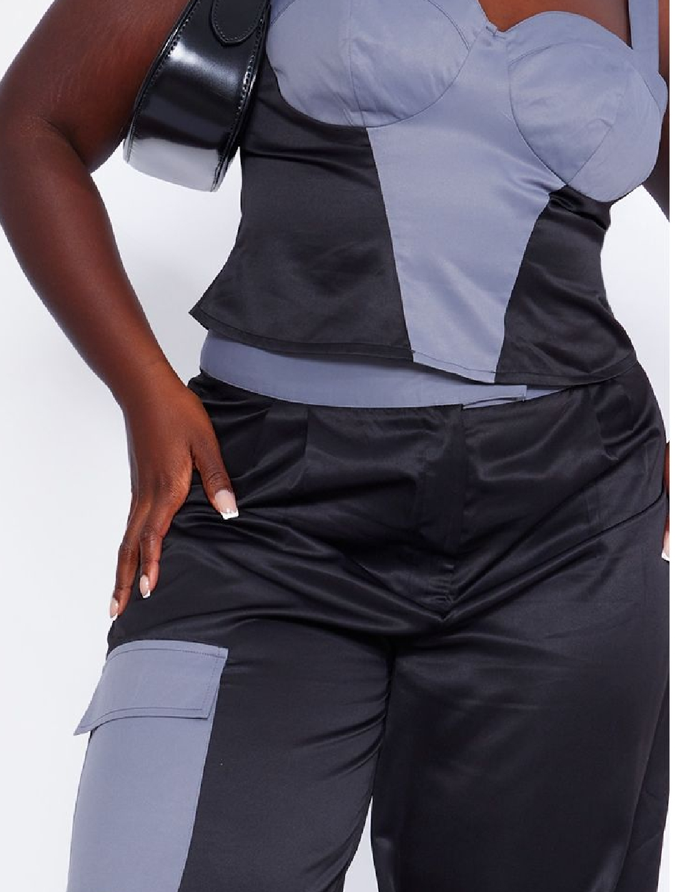Top PRETTYLITTLETHING Plus Size, gri - 1 | YEO