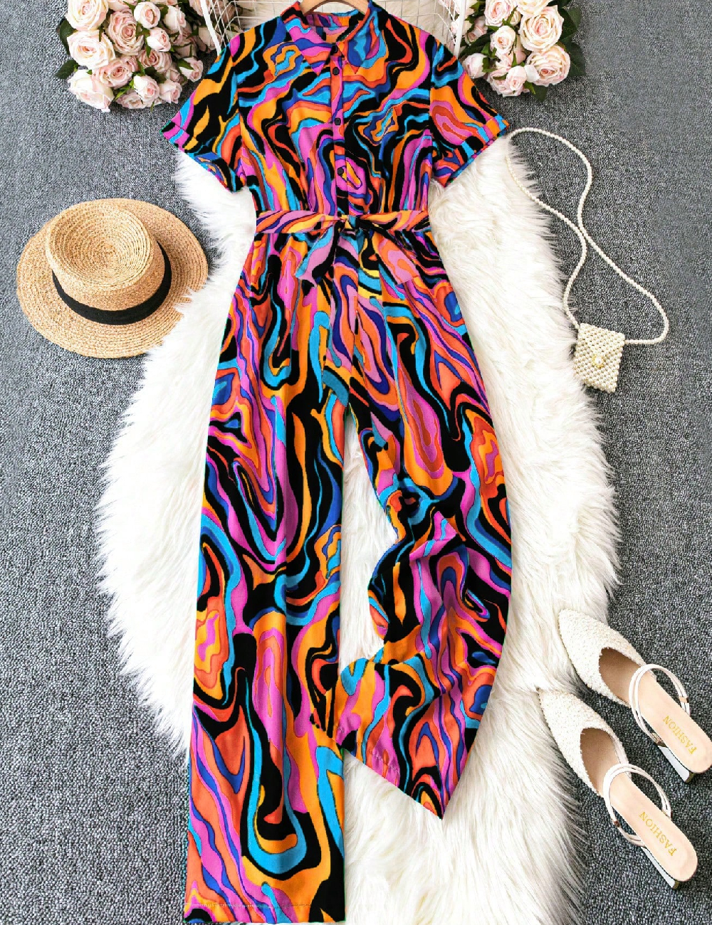 Salopeta SHEIN CURVE, mix culori