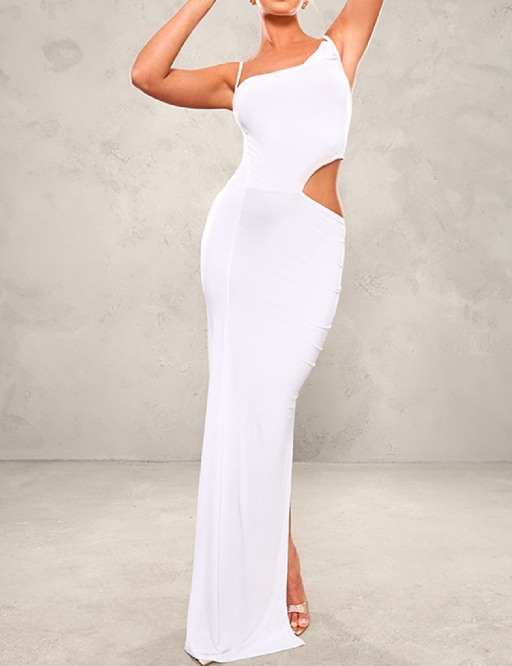 Rochie lunga PRETTYLITTLETHING, alb