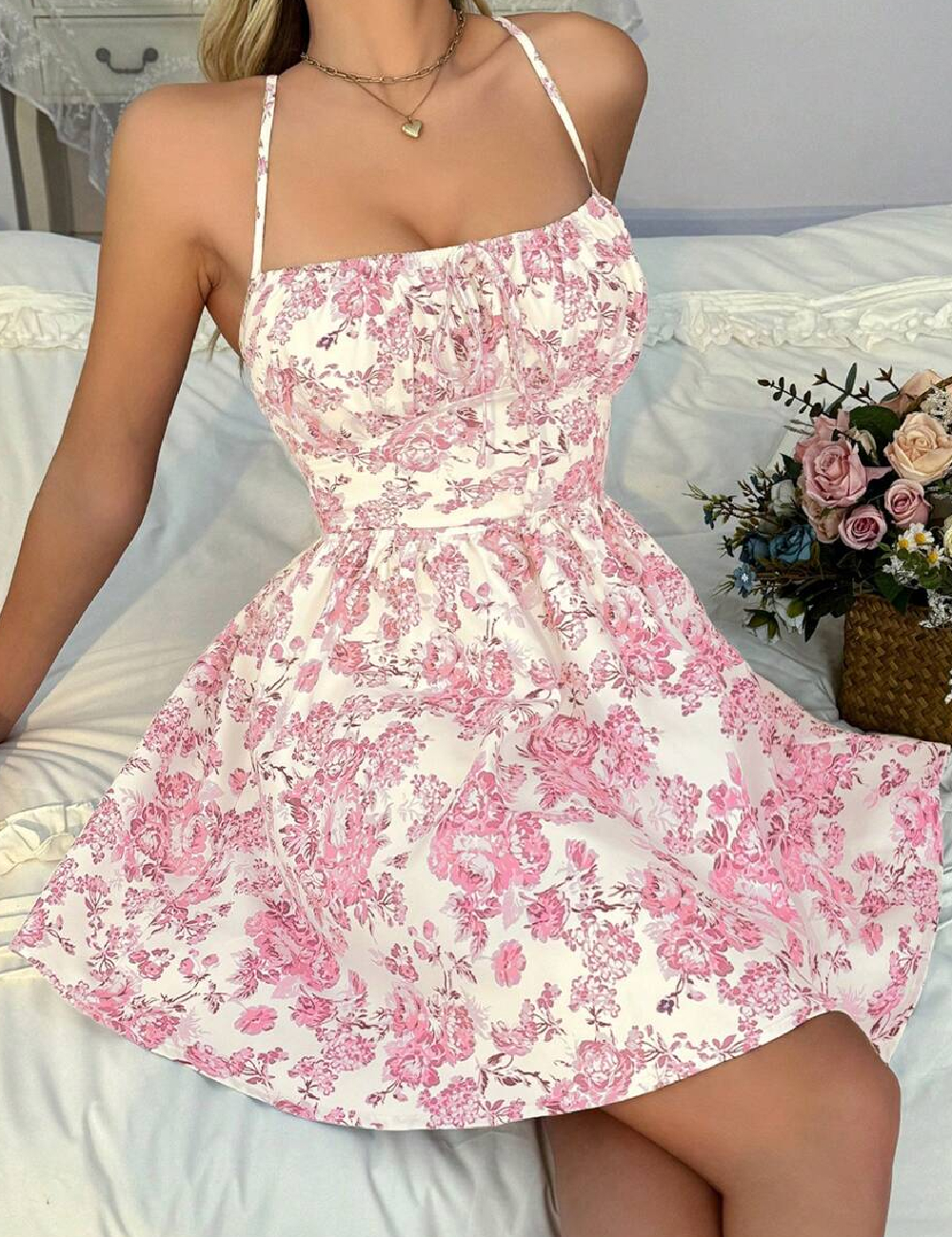 Rochie scurta SHEIN, roz - 1 | YEO