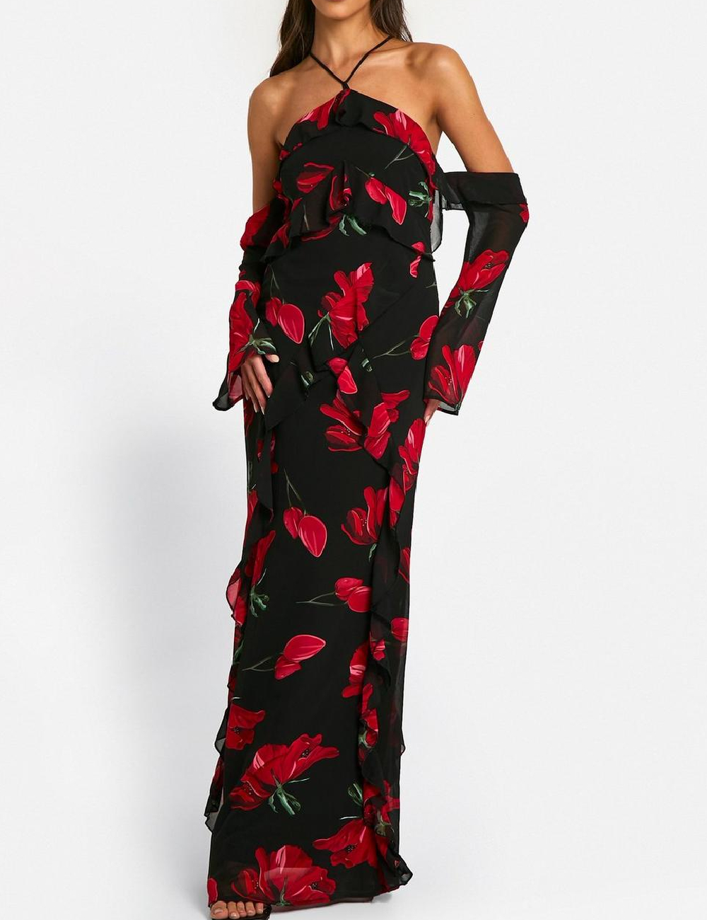 Rochie lunga Boohoo, negru