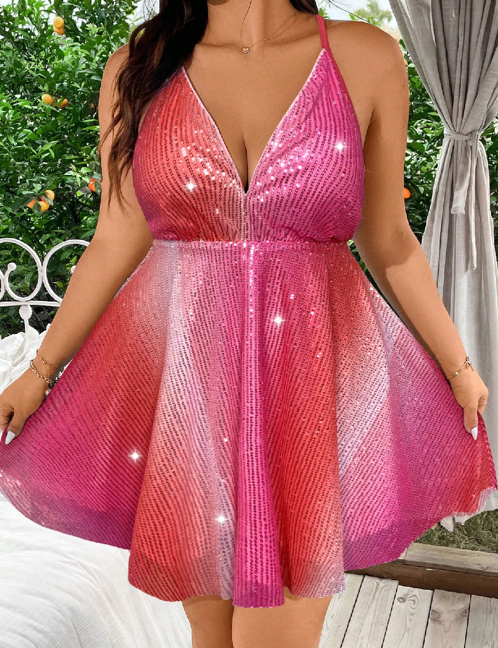 Rochie scurta SHEIN CURVE, roz