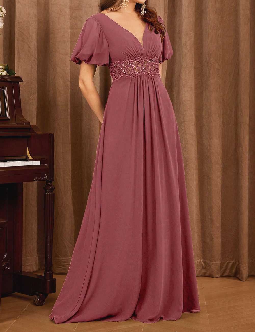 Rochie lunga UNITHORSE, roz pudra