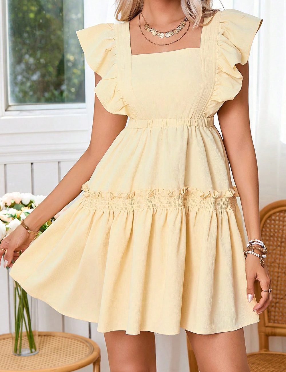 Rochie scurta SHEIN, galben - 1 | YEO