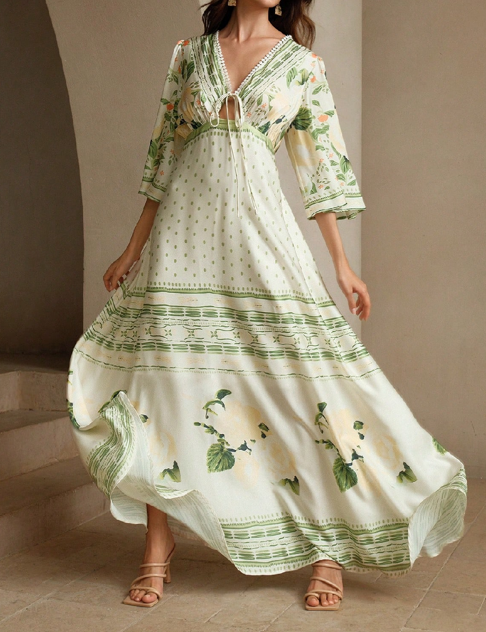 Rochie lunga Anewsta, crem