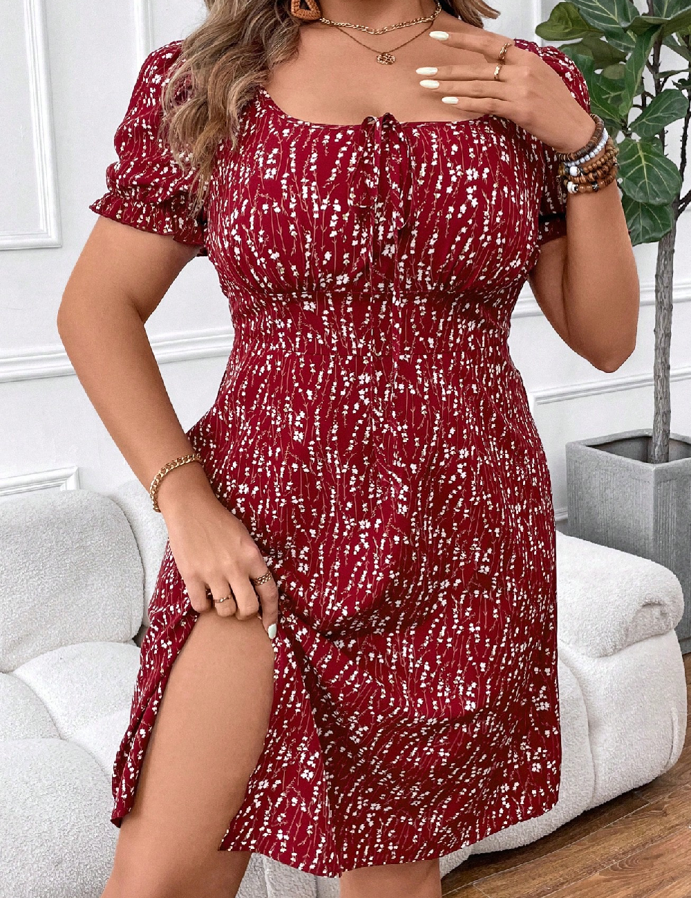 Rochie scurta SHEIN CURVE, rosu
