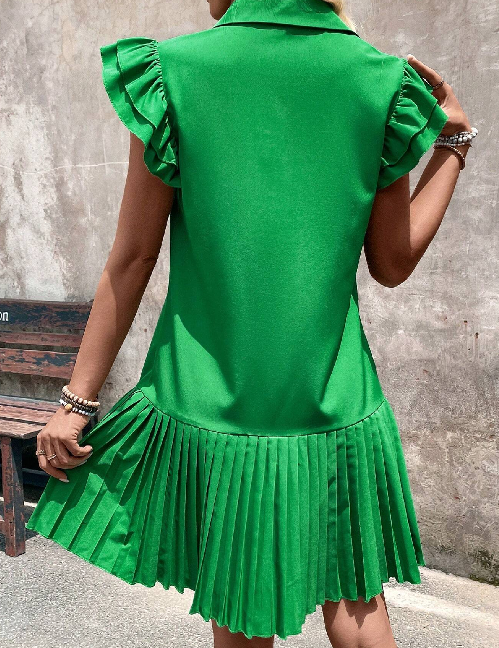 Rochie scurta SHEIN, verde - 1 | YEO