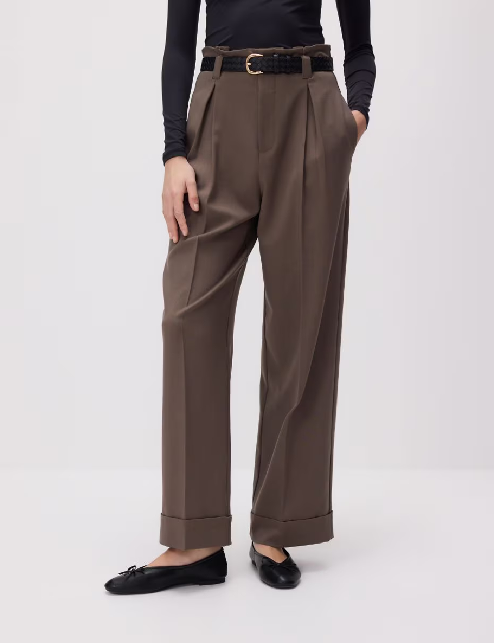 Pantaloni Reserved, maro - 1 | YEO