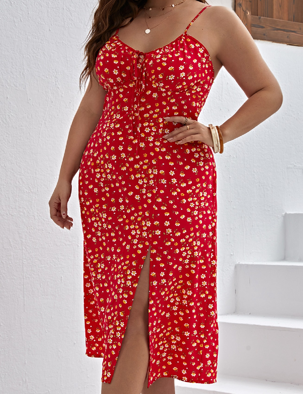 Rochie medie SHEIN CURVE, rosu