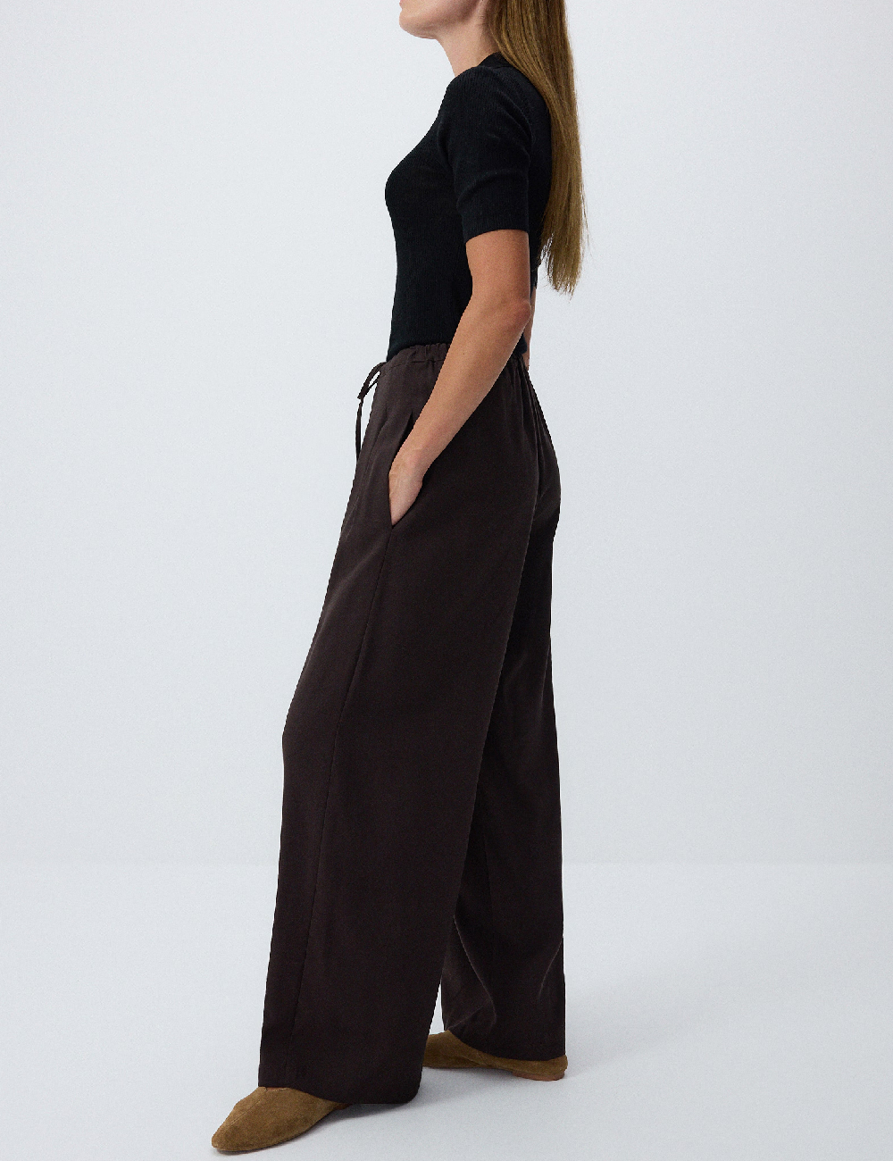Pantaloni Reserved, maro - 1 | YEO