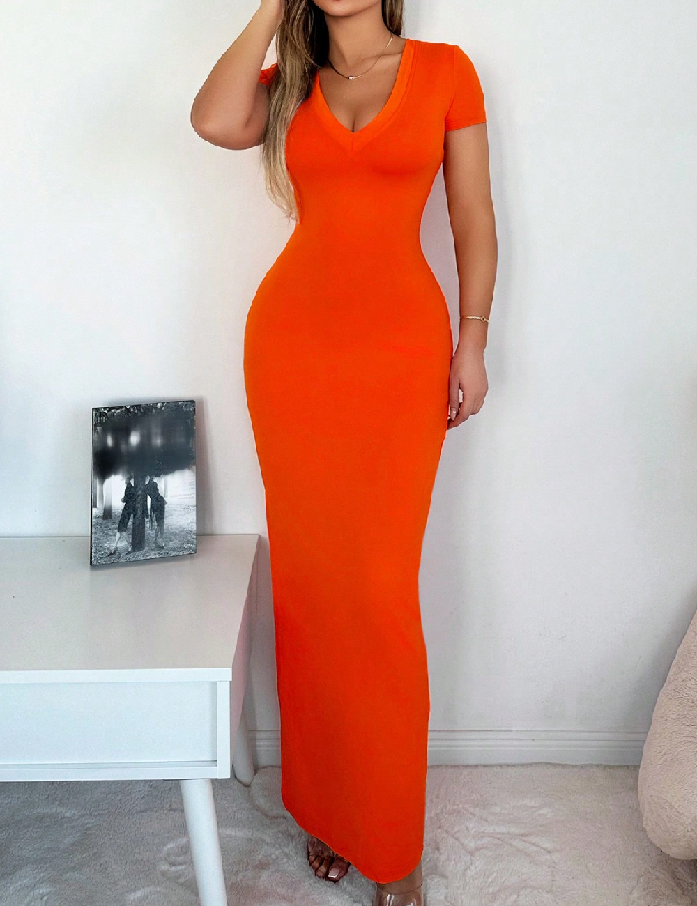 Rochie lunga SHEIN, portocaliu