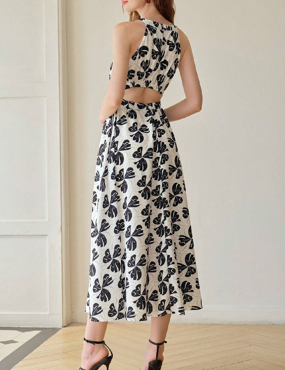 Rochie lunga MOTF, alb/negru - 1 | YEO