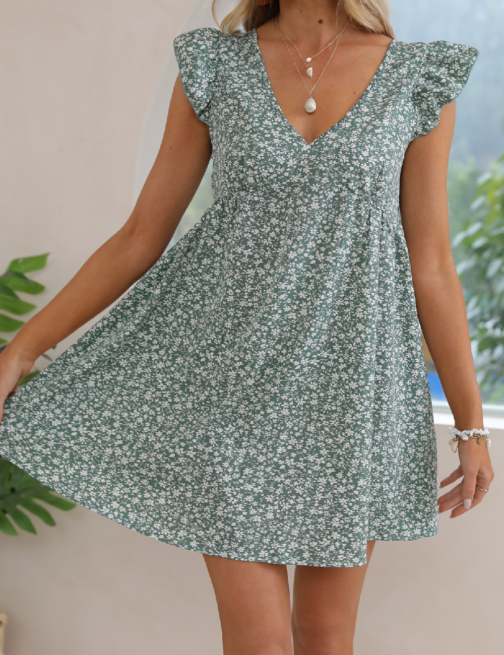 Rochie scurta SHEIN, verde